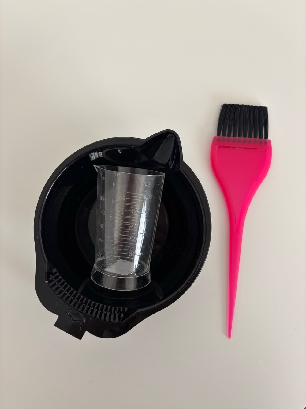 Hair mixing bowl, hair dye brush applicator, and hair clear measuring cup